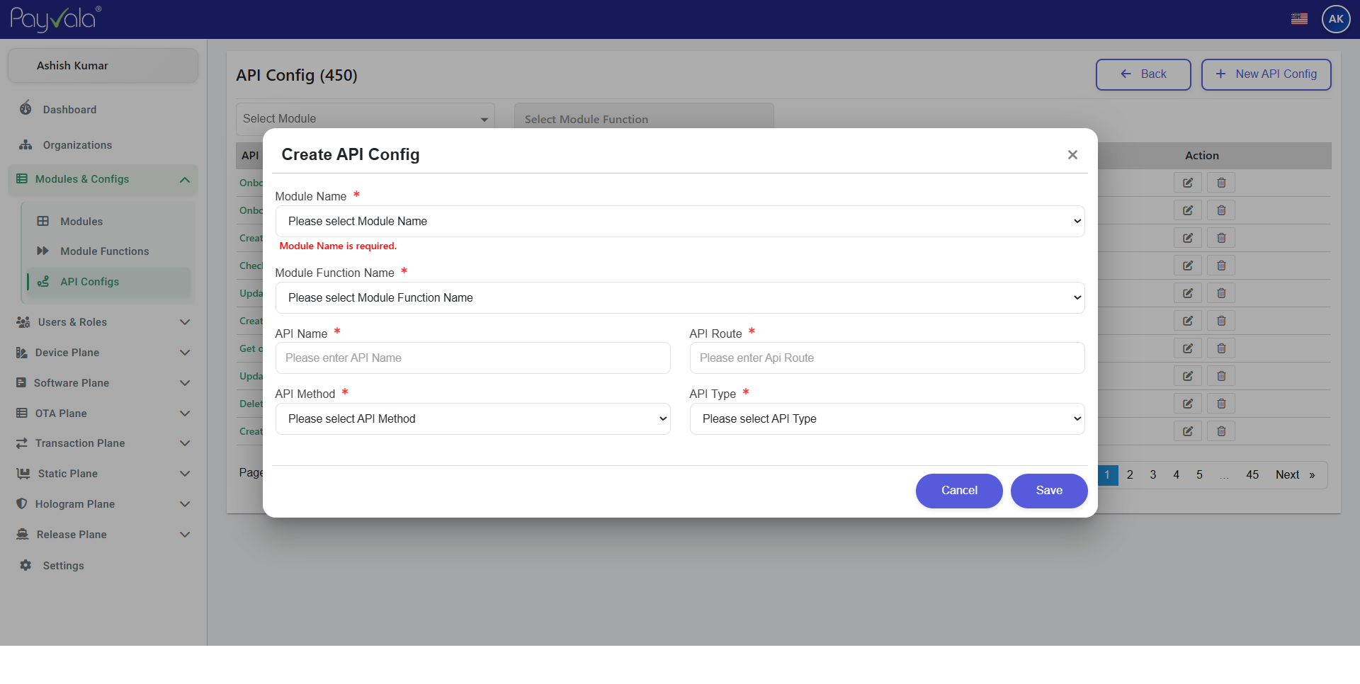 Module API Configuration